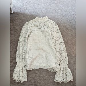 High neck white blouse with attached tank top